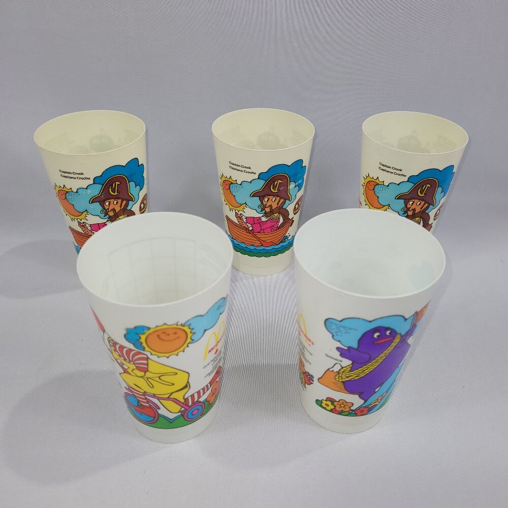 Collectors Cup Vintage 1980 McDonalds Characters Plastic Drink Glass Lot 5